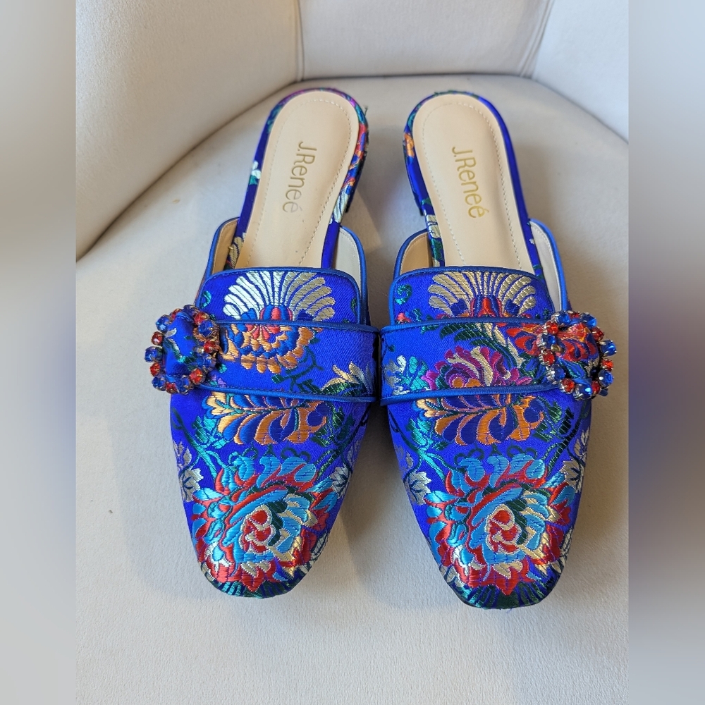 J.Renee Blue Floral Embroidered Women's Shoes